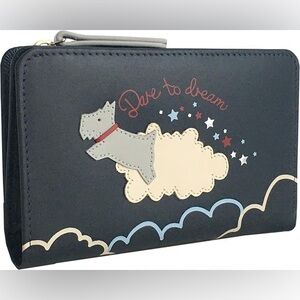 NWT Radley Dare to Dream Medium Bifold Leather Purse in Navy